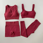 red ribbed yoga outfit set