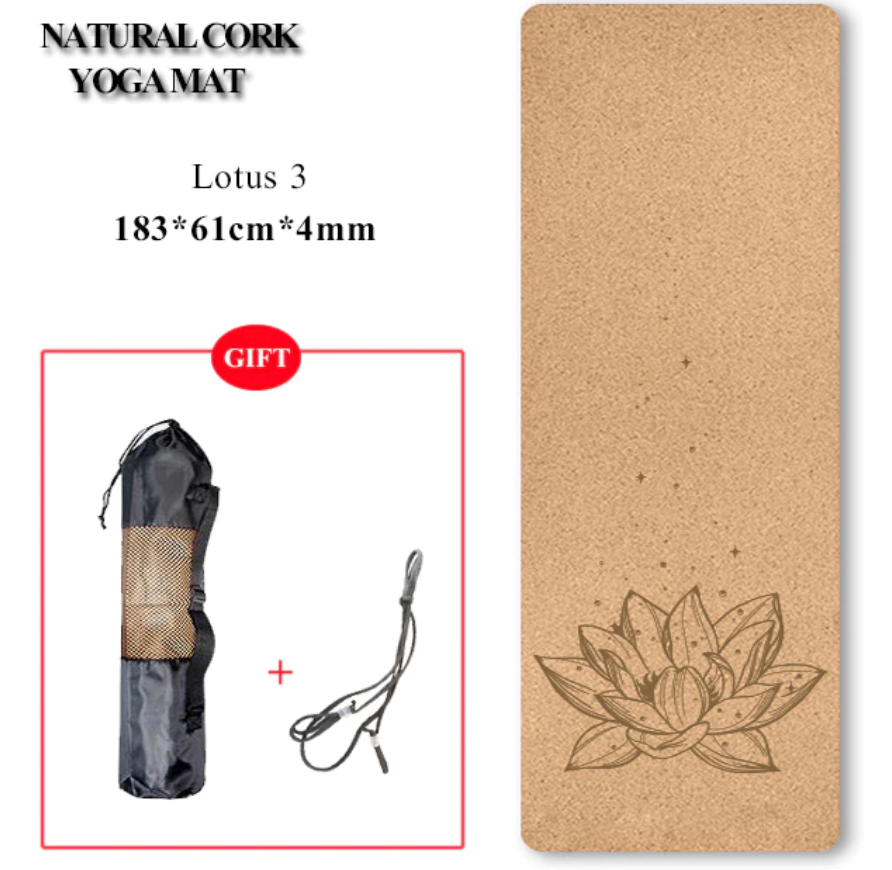 Printed Natural Cork TPE Yoga Mat