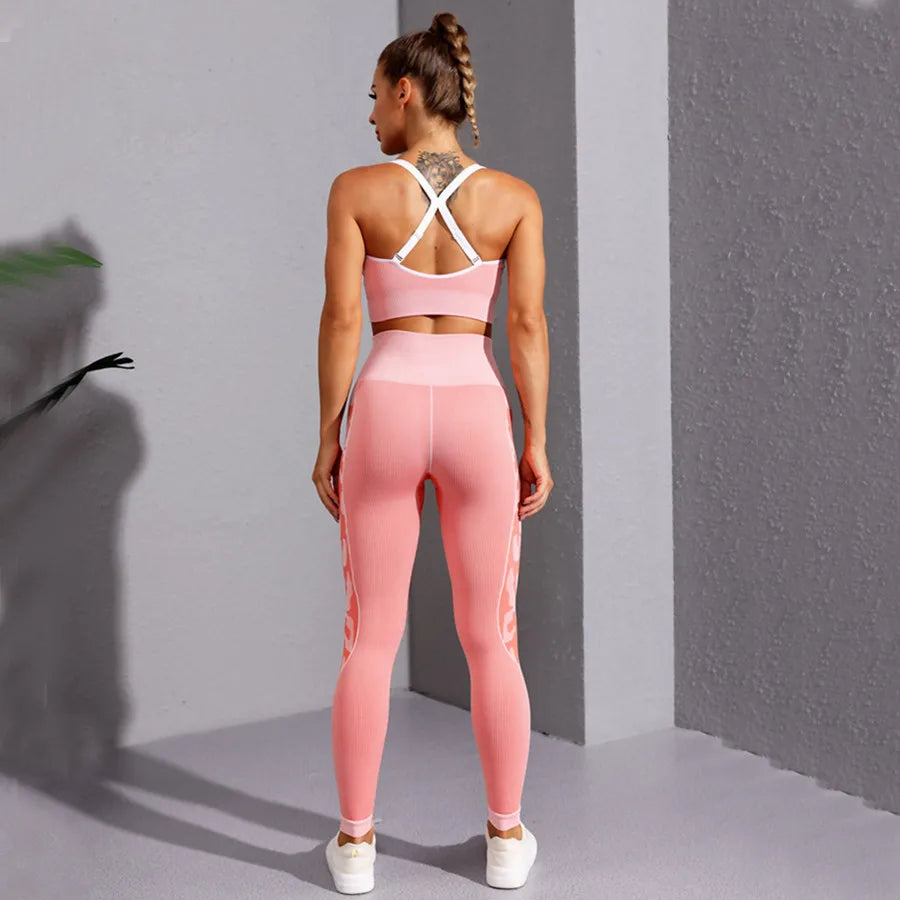 Two Tone Print Yoga Set