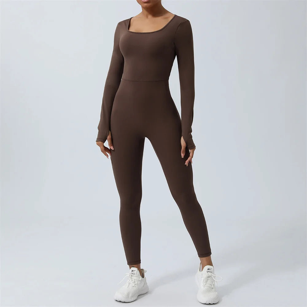 brown yoga jumpsuit