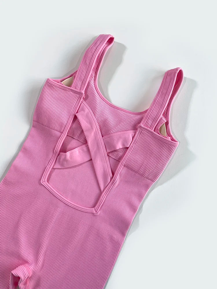 pink yoga jumpsuit