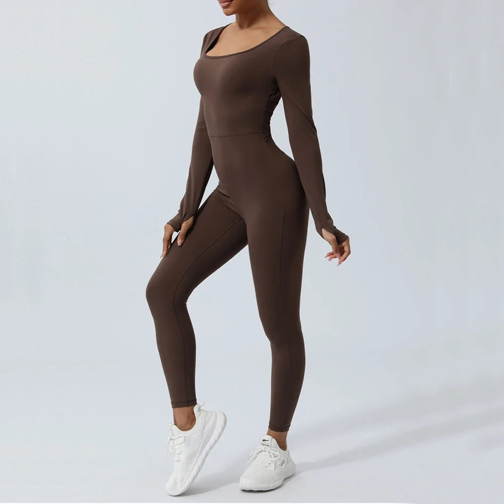 brown yoga jumpsuit