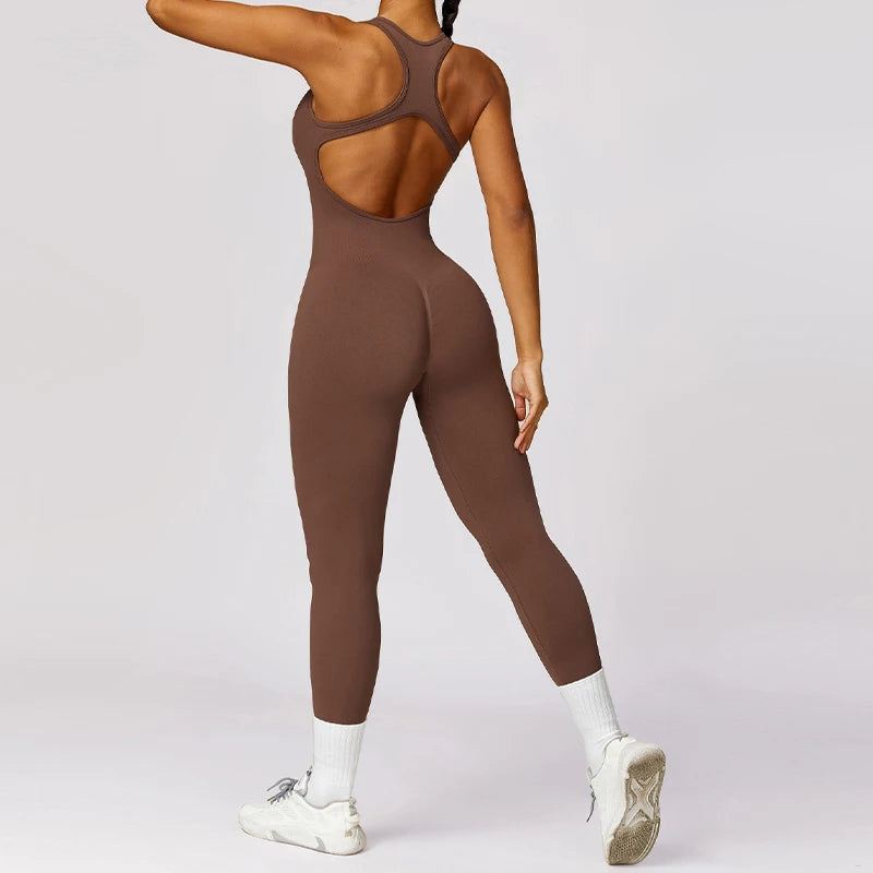brown yoga jumpsuit