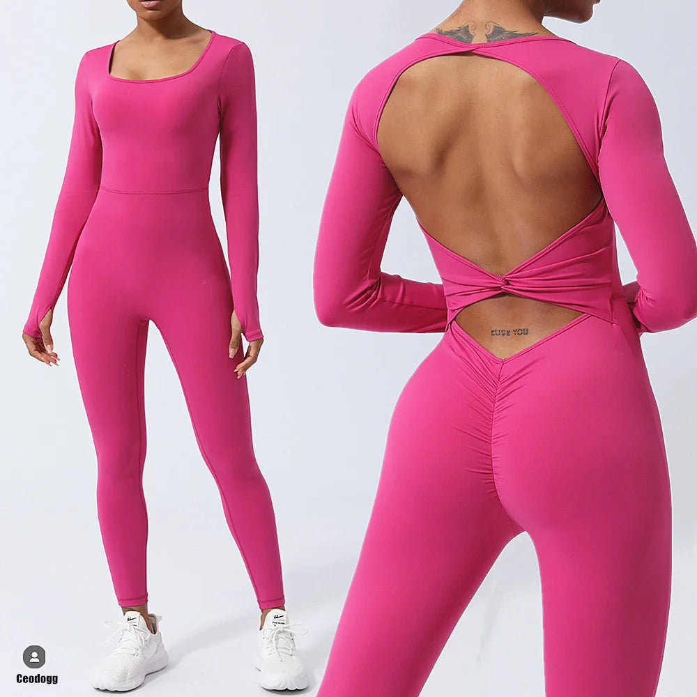 pink yoga jumpsuit