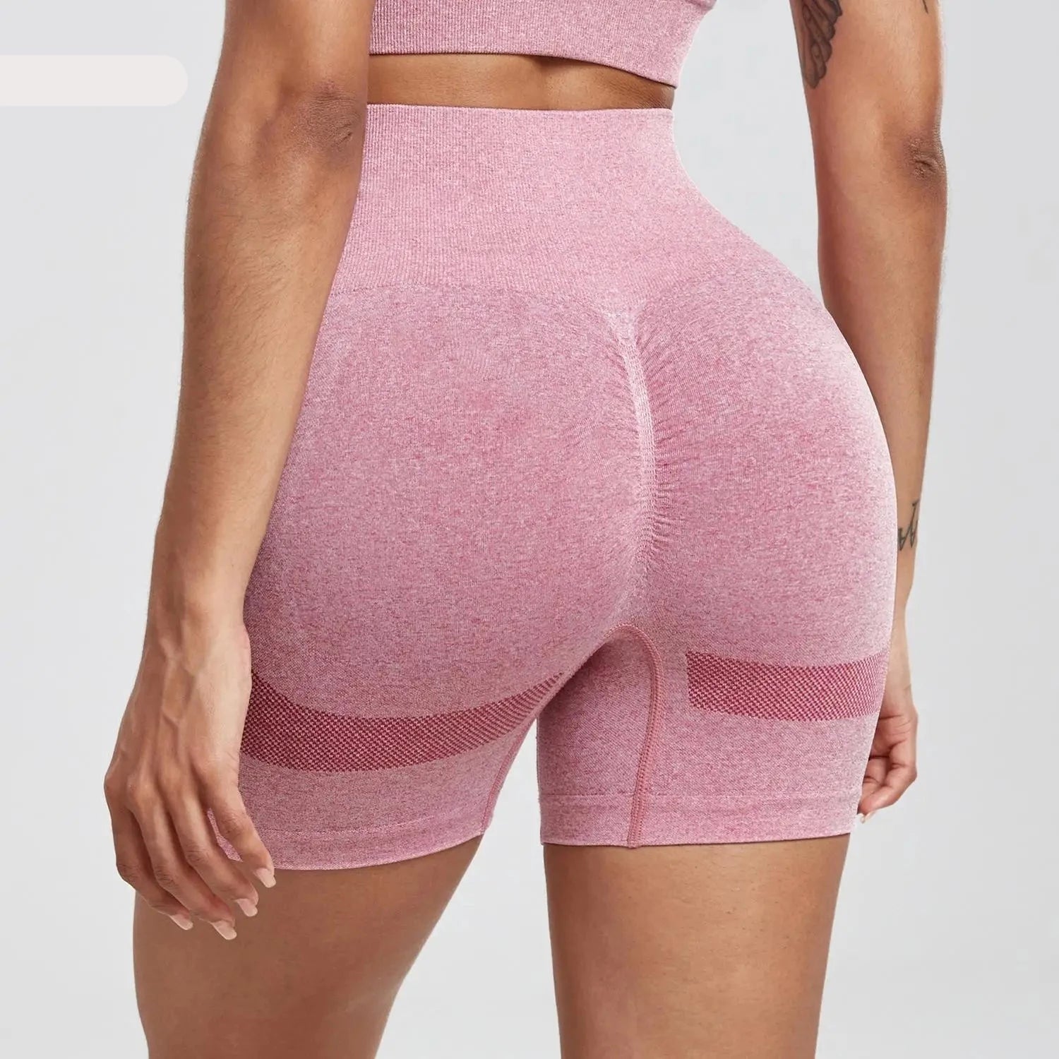 pink high waisted yoga shorts