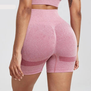 pink high waisted yoga shorts