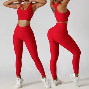 red yoga outfit set
