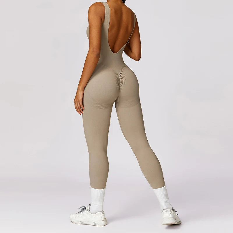 beige yoga jumpsuit