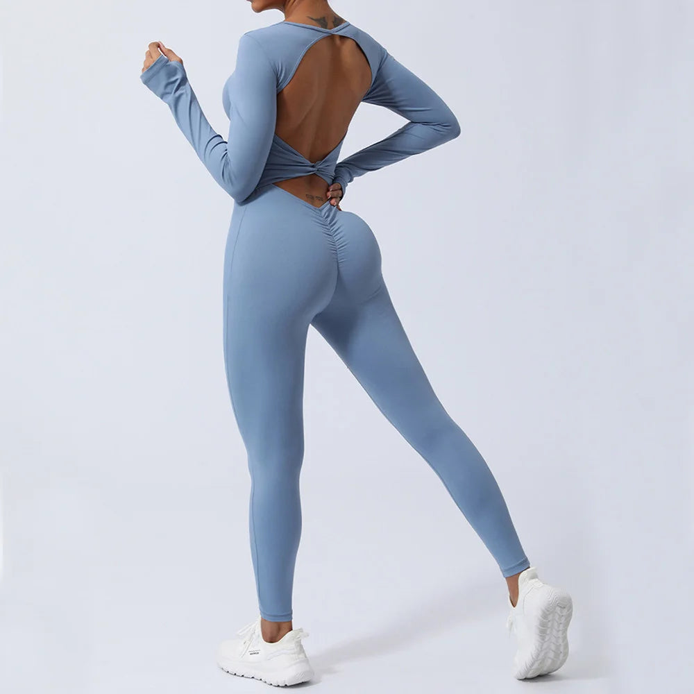 blue yoga jumpsuit