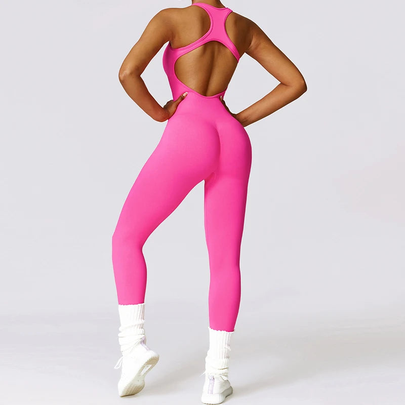 pink yoga jumpsuit