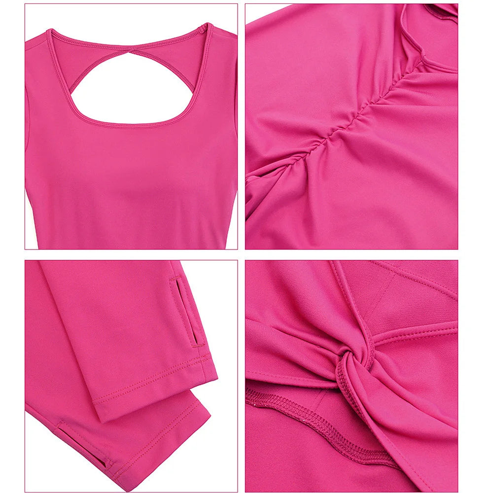 details pink yoga jumpsuit