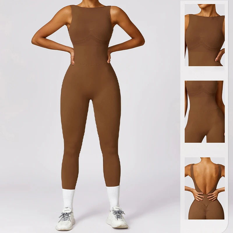 brown yoga jumpsuit