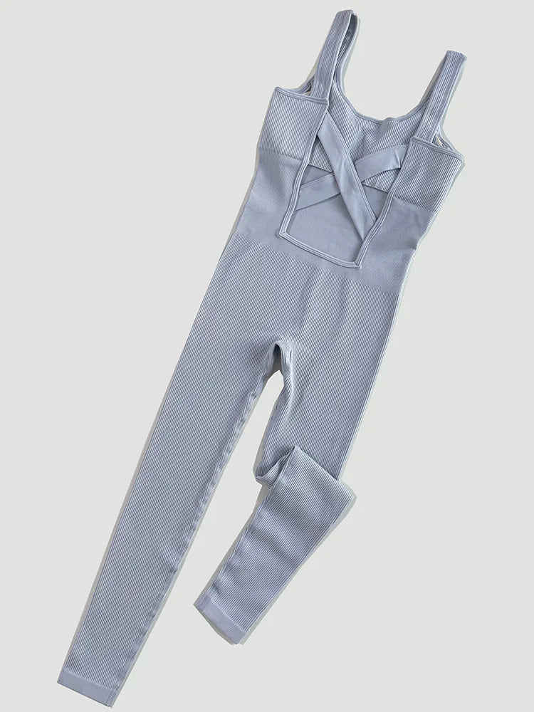 blue yoga jumpsuit