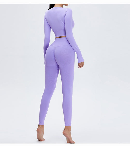 Buy GET CANDID PURPLE AND BLACK TWO PIECE YOGA SET for Women Online in India