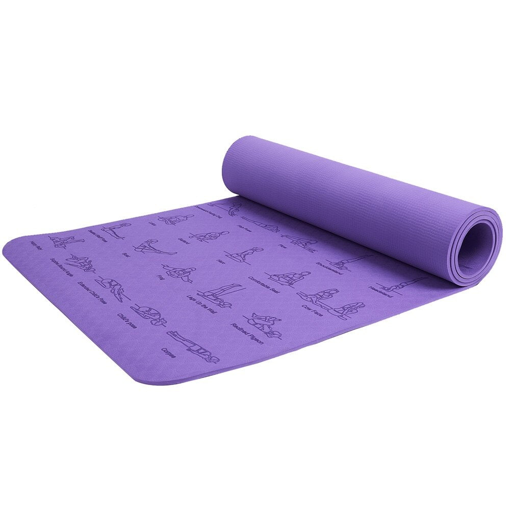  TPE yoga mat tasteless female non-slip Yuka home mat floor mat  beginner fitness mat male yoga mat (183cm*61cm*6mm, Deep Purple + Binding  Rope + Net Bag) : Sports & Outdoors