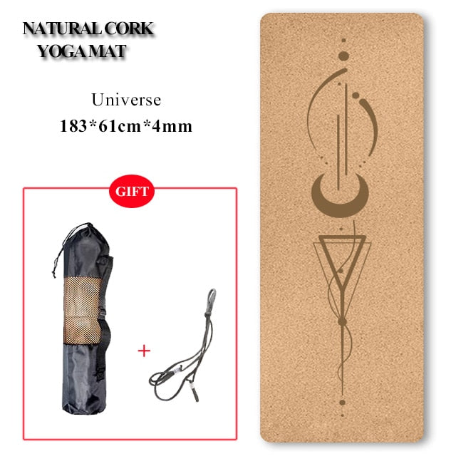 Printed Natural Cork TPE Yoga Mat