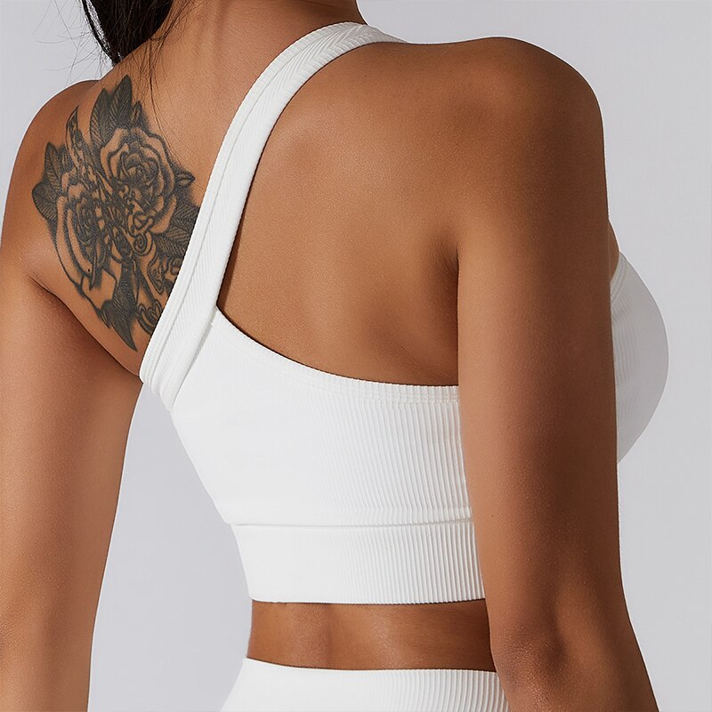 One Shoulder Strap Yoga Bra and Yoga Shorts