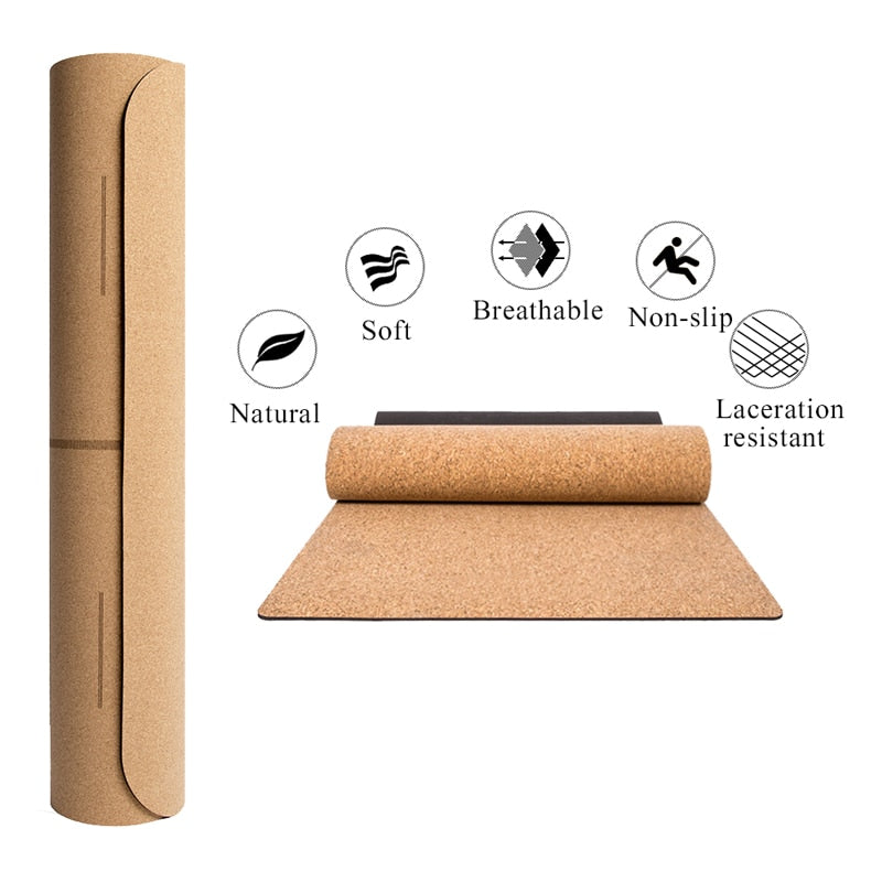 Printed Natural Cork TPE Yoga Mat