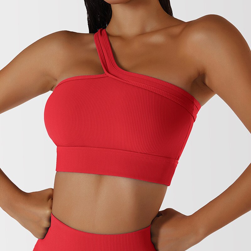 One Shoulder Strap Yoga Bra and Yoga Shorts