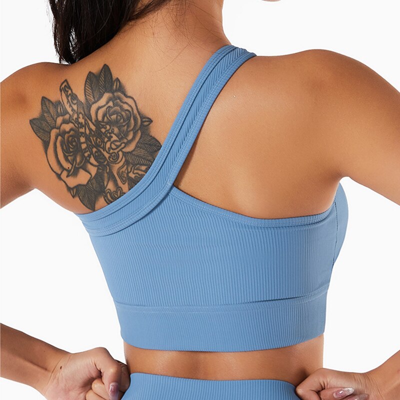 One Shoulder Strap Yoga Bra and Yoga Shorts