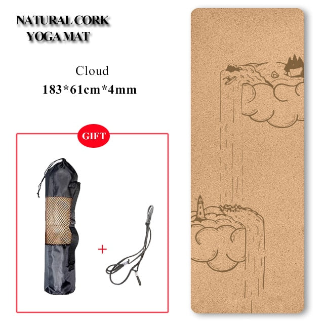 Printed Natural Cork TPE Yoga Mat