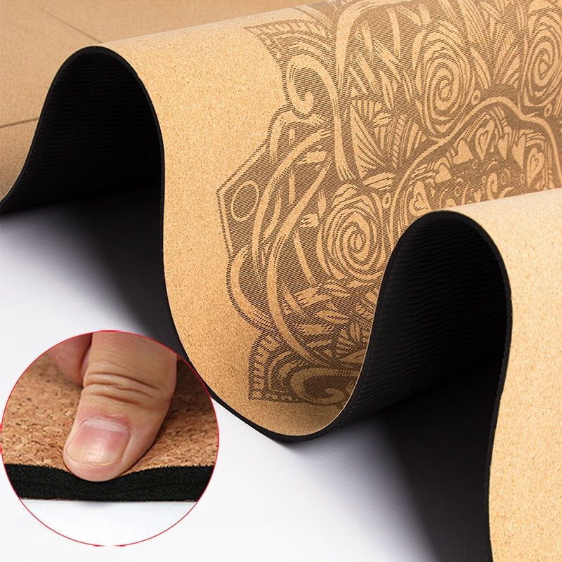 Printed Natural Cork TPE Yoga Mat