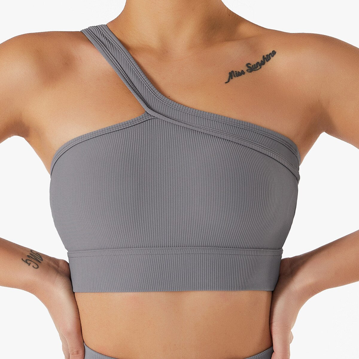 One Shoulder Strap Yoga Bra and Yoga Shorts