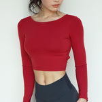 red yoga top